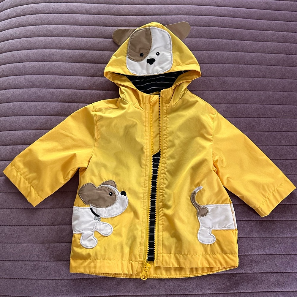 London Fog infant boys puppy yellow zip front 3-6 mo hoodie polyester raincoat - Picture 12 of 12